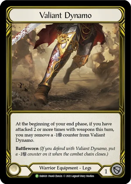 [FAB020-Gold Foil]Valiant Dynamo[Promo]（Premier OP Warrior Equipment Legs）【FleshandBlood FaB】