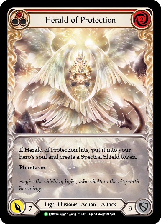 [FAB029-Rainbow Foil]Herald of Protection[Promo]（Premier OP Light Illusionist Action Attack Red）【FleshandBlood FaB】