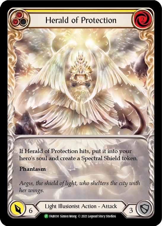 [FAB030-Rainbow Foil]Herald of Protection[Promo]（Premier OP Light Illusionist Action Attack Yellow）【FleshandBlood FaB】