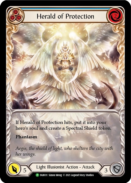 [FAB031-Rainbow Foil]Herald of Protection[Promo]（Premier OP Light Illusionist Action Attack Blue）【FleshandBlood FaB】