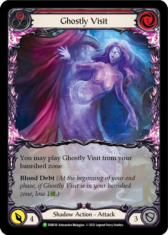 [FAB038-Rainbow Foil]Ghostly Visit[Promo]（Premier OP Shadow NotClassed Action Attack Red）【FleshandBlood FaB】