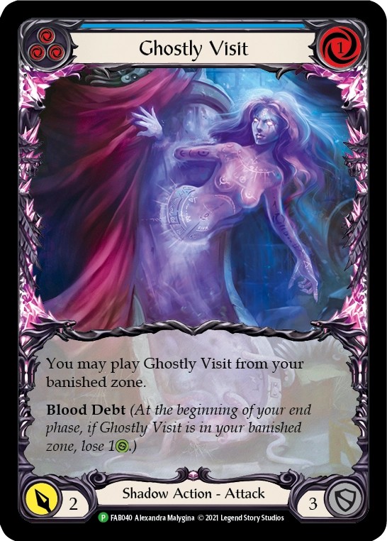 [FAB040-Rainbow Foil]Ghostly Visit[Promo]（Premier OP Shadow NotClassed Action Attack Blue）【FleshandBlood FaB】