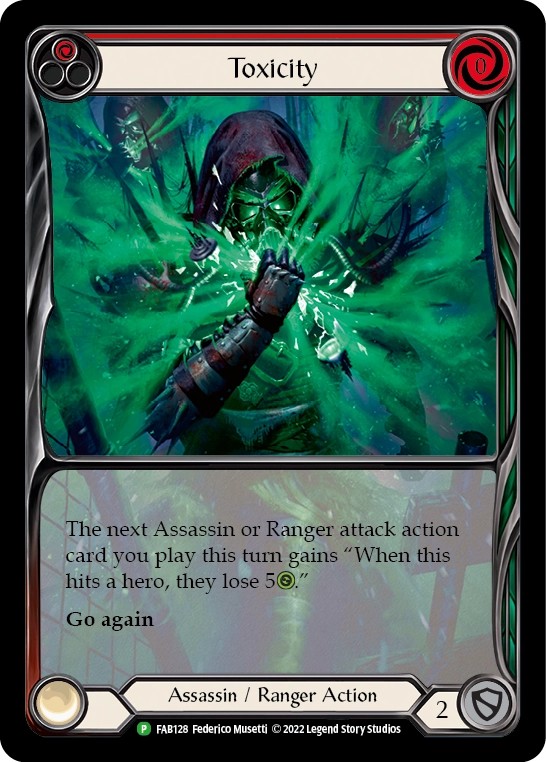 [FAB128-Rainbow Foil]Toxicity[Promo]（Premier OP Assassin/Ranger Action Non-Attack Red）【FleshandBlood FaB】