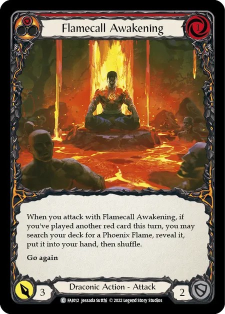 [FAI012]Flamecall Awakening[Common]（Blitz Deck Draconic NotClassed Action Attack Red）【FleshandBlood FaB】