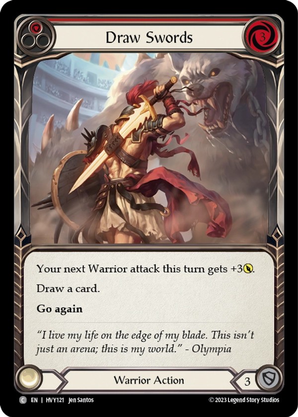 [HVY121]Draw Swords[Common]（Heavy Hitters Warrior Action Non-Attack Red）【FleshandBlood FaB】