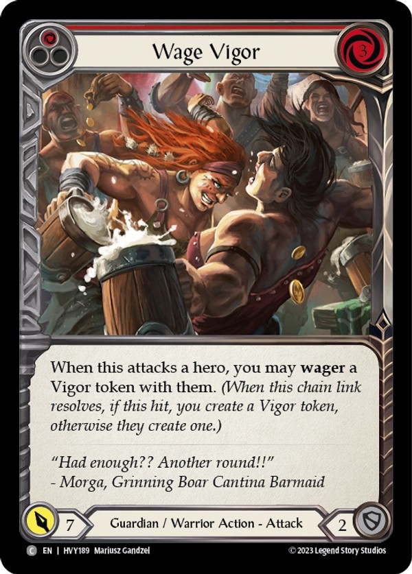 [HVY189-Rainbow Foil]Wage Vigor[Common]（Heavy Hitters Guardian/Warrior Action Attack Red）【FleshandBlood FaB】
