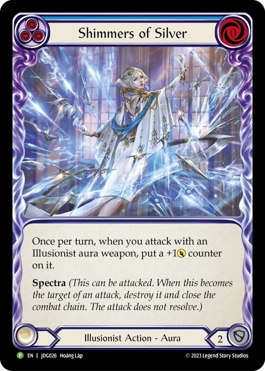 [JDG026-Cold Foil]Shimmers of Silver[Promo]（Promo Illusionist Action Aura Non-Attack Blue）【FleshandBlood FaB】