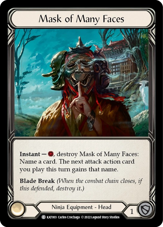 [KAT003]Mask of Many Faces[Common]（Blitz Deck Ninja Equipment Head）【FleshandBlood FaB】