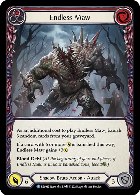 [LEV012]Endless Maw[Rare]（Blitz Deck Shadow Brute Action Attack Red）【FleshandBlood FaB】