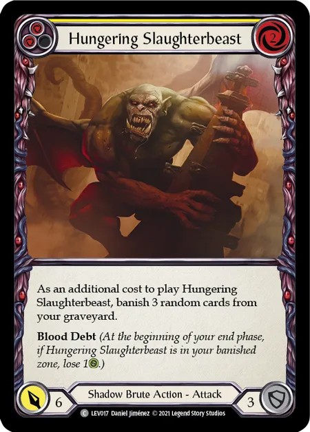 [LEV017]Hungering Slaughterbeast[Common]（Blitz Deck Shadow Brute Action Attack Yellow）【FleshandBlood FaB】