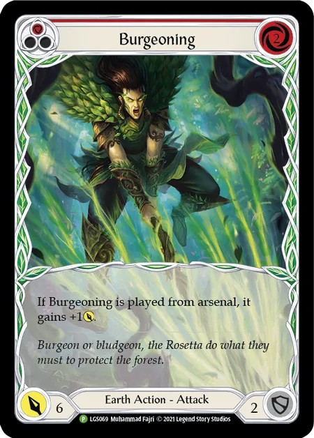[LGS069-Rainbow Foil]Burgeoning[Promo]（Armory Earth NotClassed Action Attack Red）【FleshandBlood FaB】