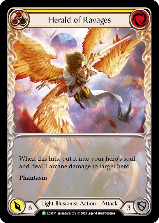 [LGS154-Rainbow Foil]Herald of Ravages[Promo]（Armory Light Illusionist Action Attack Yellow）【FleshandBlood FaB】