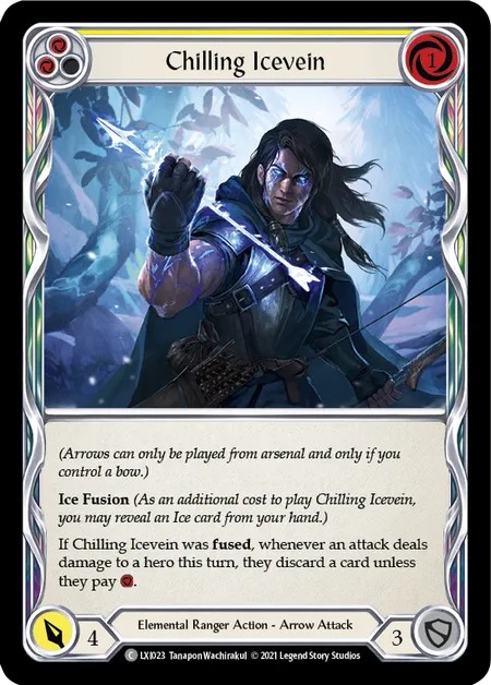 [LXI023]Chilling Icevein[Common]（Blitz Deck Elemental Ranger Action Arrow Attack Yellow）【FleshandBlood FaB】