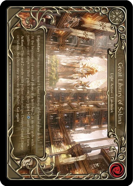 [MON000-Cold Foil]Great Library of Solana[Fabled]（Monarch First Edition Light NotClassed Action Landmark Non-Attack）【FleshandBlood FaB】