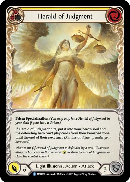 [MON007-Rainbow Foil]Herald of Judgment[Rare]（Monarch First Edition Light Illusionist Action Attack Yellow）【FleshandBlood FaB】