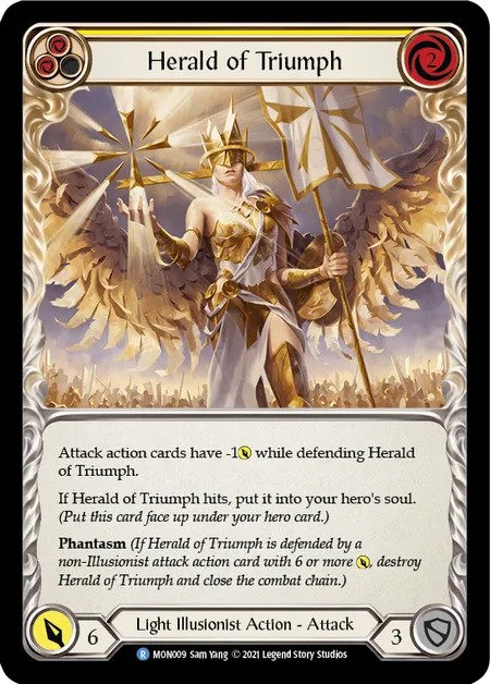 [MON009]Herald of Triumph[Rare]（Monarch First Edition Light Illusionist Action Attack Yellow）【FleshandBlood FaB】