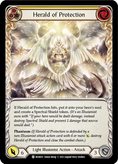 [MON015-Rainbow Foil]Herald of Protection[Common]（Monarch First Edition Light Illusionist Action Attack Yellow）【FleshandBlood FaB】