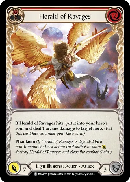 [MON017-Rainbow Foil]Herald of Ravages[Common]（Monarch First Edition Light Illusionist Action Attack Red）【FleshandBlood FaB】
