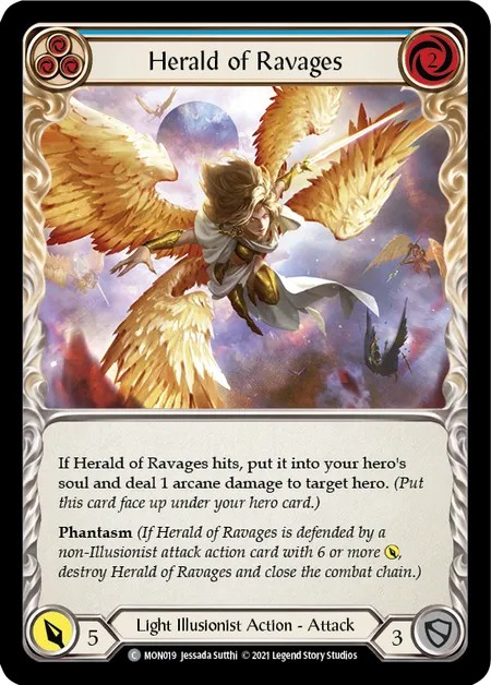 [MON019-Rainbow Foil]Herald of Ravages[Common]（Monarch First Edition Light Illusionist Action Attack Blue）【FleshandBlood FaB】