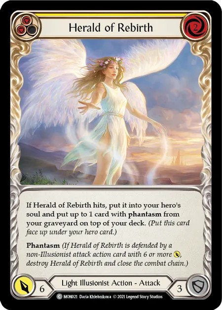 [MON021-Rainbow Foil]Herald of Rebirth[Common]（Monarch First Edition Light Illusionist Action Attack Yellow）【FleshandBlood FaB】