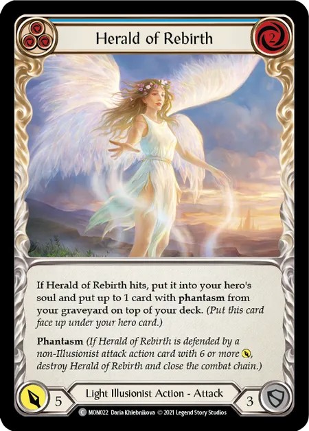 [MON022-Rainbow Foil]Herald of Rebirth[Common]（Monarch First Edition Light Illusionist Action Attack Blue）【FleshandBlood FaB】