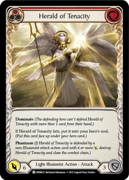 [MON023-Rainbow Foil]Herald of Tenacity[Common]（Monarch First Edition Light Illusionist Action Attack Red）【FleshandBlood FaB】