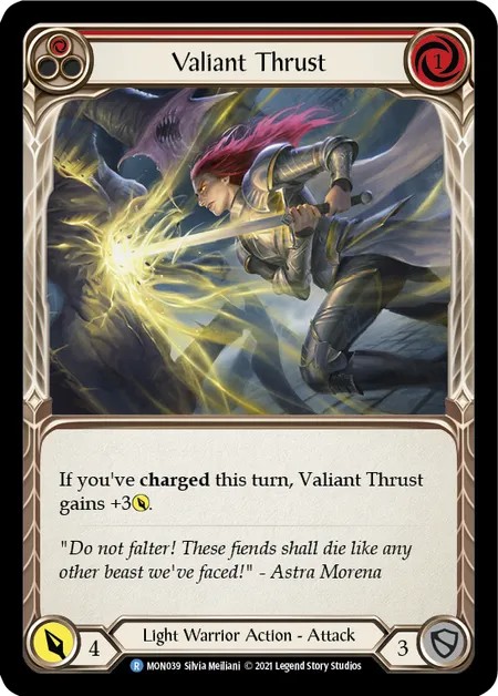 [MON039]Valiant Thrust[Rare]（Monarch First Edition Light Warrior Action Attack Red）【FleshandBlood FaB】