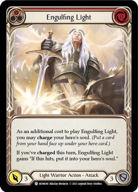 [MON048-Rainbow Foil]Engulfing Light[Common]（Monarch First Edition Light Warrior Action Attack Red）【FleshandBlood FaB】