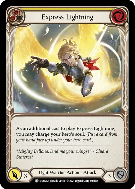 [MON052]Express Lightning[Common]（Monarch First Edition Light Warrior Action Attack Yellow）【FleshandBlood FaB】