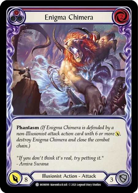 [MON098-Rainbow Foil]Enigma Chimera[Common]（Monarch First Edition Illusionist Action Attack Red）【FleshandBlood FaB】