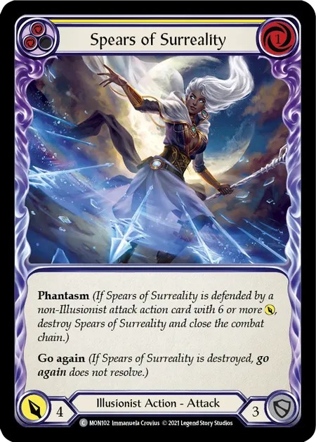 [MON102-Rainbow Foil]Spears of Surreality[Common]（Monarch First Edition Illusionist Action Attack Yellow）【FleshandBlood FaB】