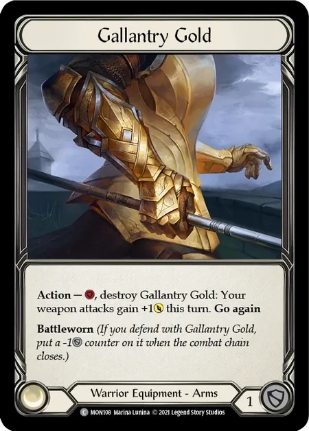 [MON108-Cold Foil]Gallantry Gold[Common]（Monarch First Edition Warrior Equipment Arms）【FleshandBlood FaB】