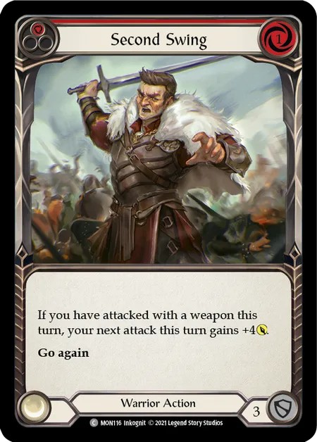 [MON116]Second Swing[Common]（Monarch First Edition Warrior Action Non-Attack Red）【FleshandBlood FaB】