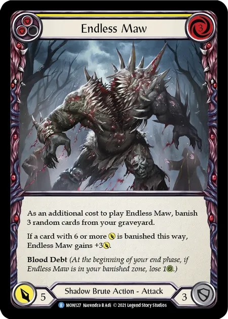 [MON127]Endless Maw[Rare]（Monarch First Edition Shadow Brute Action Attack Yellow）【FleshandBlood FaB】