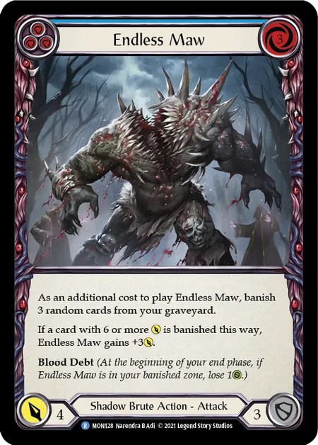 [MON128]Endless Maw[Rare]（Monarch First Edition Shadow Brute Action Attack Blue）【FleshandBlood FaB】