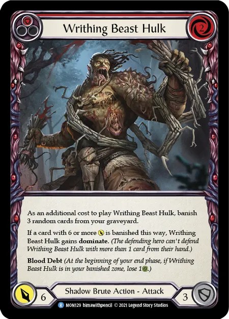 [MON129]Writhing Beast Hulk[Rare]（Monarch First Edition Shadow Brute Action Attack Red）【FleshandBlood FaB】
