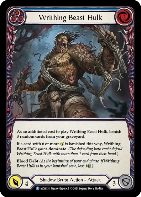 [MON131]Writhing Beast Hulk[Rare]（Monarch First Edition Shadow Brute Action Attack Blue）【FleshandBlood FaB】