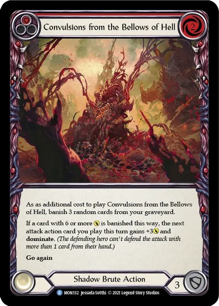[MON132]Convulsions from the Bellows of Hell[Rare]（Monarch First Edition Shadow Brute Action Non-Attack Red）【FleshandBlood FaB】