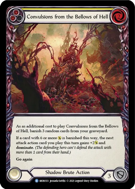 [MON133-Rainbow Foil]Convulsions from the Bellows of Hell[Rare]（Monarch First Edition Shadow Brute Action Non-Attack Yellow）【FleshandBlood FaB】