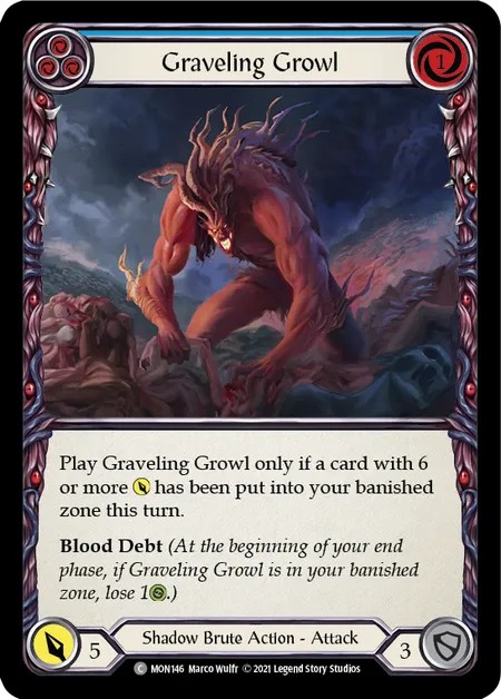 [MON146]Graveling Growl[Common]（Monarch First Edition Shadow Brute Action Attack Blue）【FleshandBlood FaB】