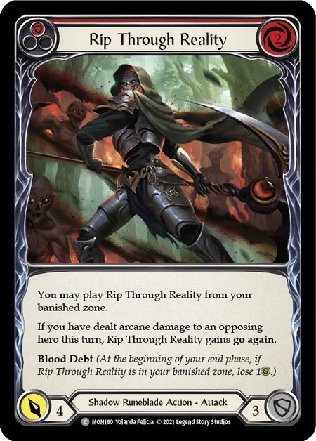 [MON180-Rainbow Foil]Rip Through Reality[Common]（Monarch First Edition Shadow Runeblade Action Attack Red）【FleshandBlood FaB】