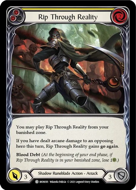 [MON181]Rip Through Reality[Common]（Monarch First Edition Shadow Runeblade Action Attack Yellow）【FleshandBlood FaB】