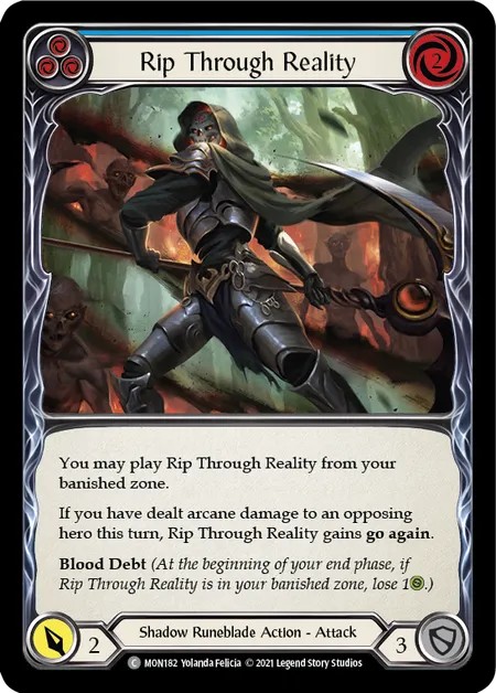 [MON182]Rip Through Reality[Common]（Monarch First Edition Shadow Runeblade Action Attack Blue）【FleshandBlood FaB】