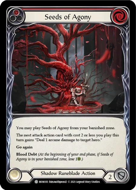 [MON183-Rainbow Foil]Seeds of Agony[Common]（Monarch First Edition Shadow Runeblade Action Non-Attack Red）【FleshandBlood FaB】