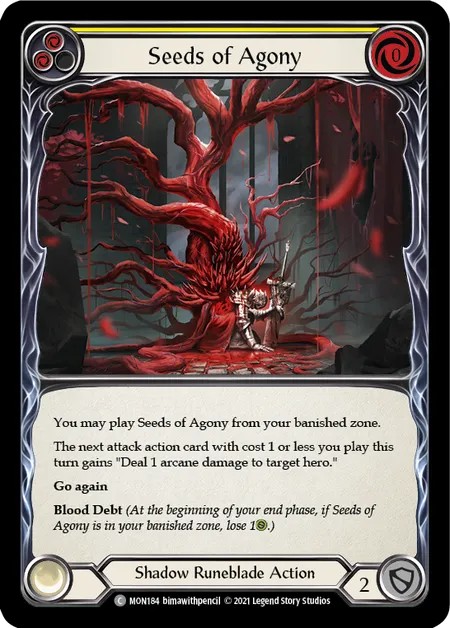 [MON184]Seeds of Agony[Common]（Monarch First Edition Shadow Runeblade Action Non-Attack Yellow）【FleshandBlood FaB】