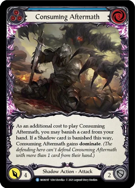 [MON197-Rainbow Foil]Consuming Aftermath[Rare]（Monarch First Edition Shadow NotClassed Action Attack Blue）【FleshandBlood FaB】