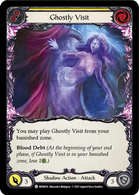 [MON204-Rainbow Foil]Ghostly Visit[Common]（Monarch First Edition Shadow NotClassed Action Attack Yellow）【FleshandBlood FaB】