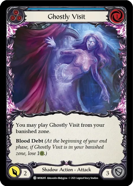 [MON205-Rainbow Foil]Ghostly Visit[Common]（Monarch First Edition Shadow NotClassed Action Attack Blue）【FleshandBlood FaB】
