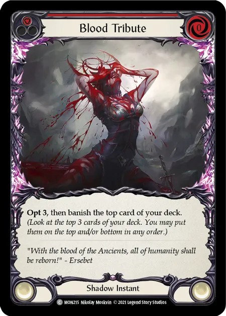 [MON215-Rainbow Foil]Blood Tribute[Common]（Monarch First Edition Shadow NotClassed Instant Red）【FleshandBlood FaB】