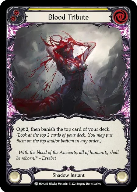 [MON216]Blood Tribute[Common]（Monarch First Edition Shadow NotClassed Instant Yellow）【FleshandBlood FaB】